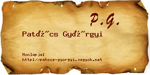 Patócs Györgyi névjegykártya